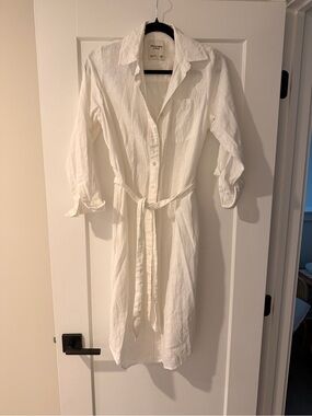 Abercrombie & Fitch midi linen blend shirt dress